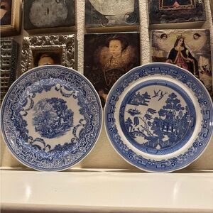 Spode Blue Room Collection Plates -‎ Willow & Continental Views